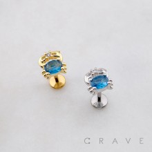 HAIL OVAL CZ CRAB THREADLESS (PUSH IN) 316L SURGICAL STEEL LABRET SET